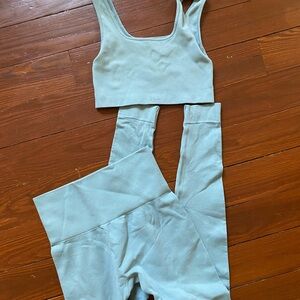 SET Active Sky Blue Ribbed Set